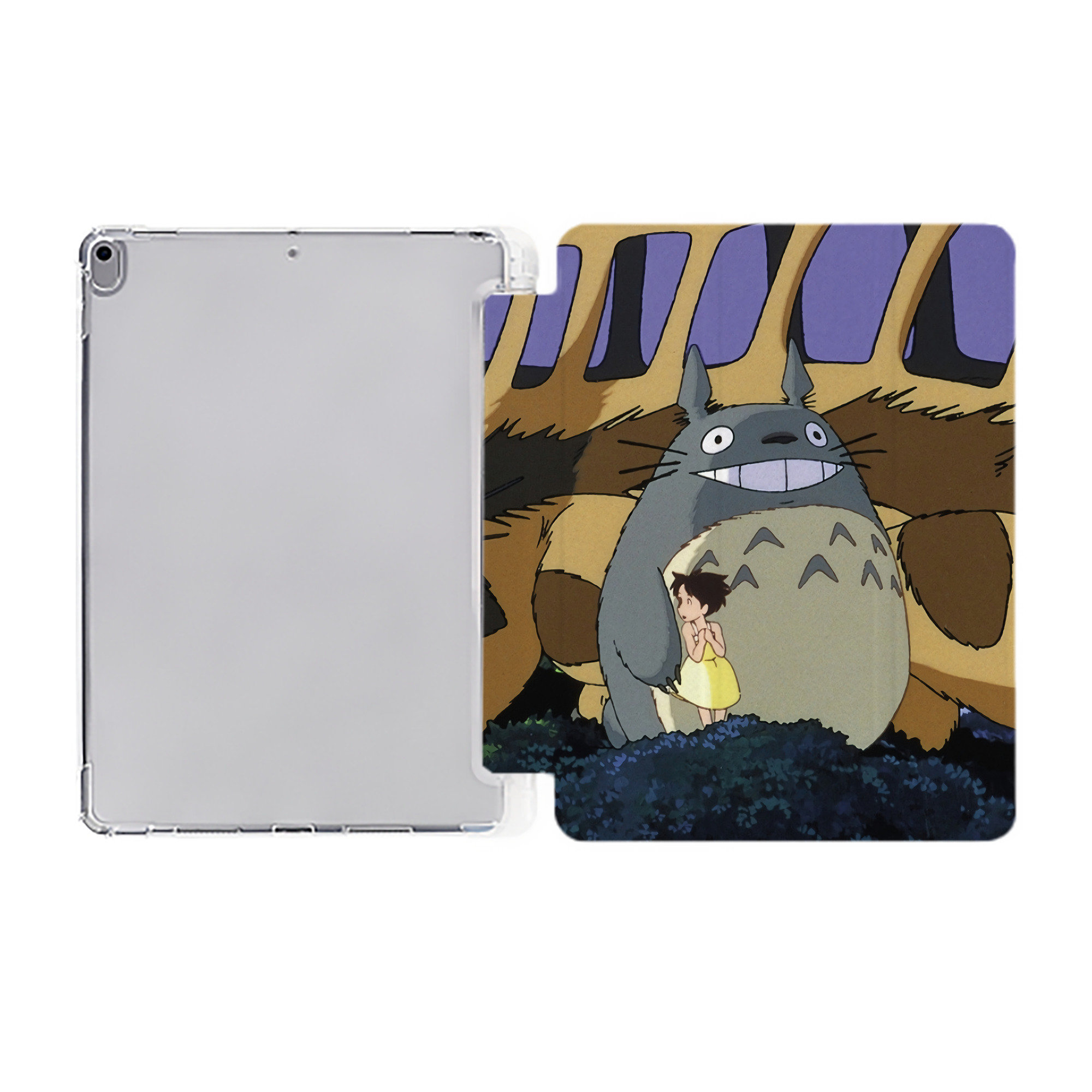 （画像用） となりのトトロ 草壁メイ 草壁サツキ My Neighbor Totoro Satsuki Kusakabe Mei Kusakabe IPad ケース ペン収納付き 三つ折りスタンド PUレザー×シリコン 対応機種9.5/10.5/10.9インチ